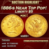 1886-s Gold Liberty Half Eagle Near Top Pop! $5 ms65+ SEGS