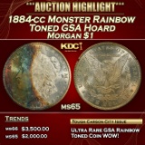 PCGS 1884-cc Morgan Dollar Monster Rainbow Toned GSA Hoard $1 ms65 PCGS