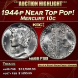 1944-p Mercury Dime Near Top Pop! 10c ms68 FSB SEGS