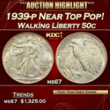 1939-p Walking Liberty Half Dollar Near Top Pop! 50c ms67 SEGS