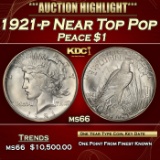 1921-p Peace Dollar Near Top Pop $1 ms66 SEGS
