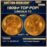 1909-p Lincoln Cent TOP POP! 1c ms67+ rd SEGS