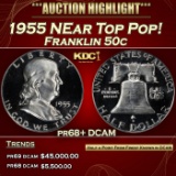 1955 Proof Franklin Half Dollar NEar Top Pop! 50c pr68+ DCAM SEGS