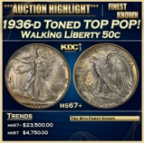 1936-d Walking Liberty Half Dollar Toned TOP POP! 50c ms67+ SEGS