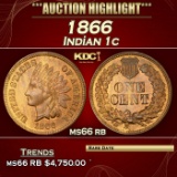 1866 Indian Cent 1c ms66 rb SEGS