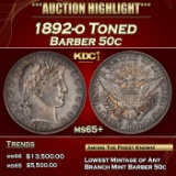 1892-o Barber Half Dollars Toned 50c ms65+ SEGS