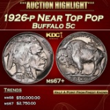 1926-p Buffalo Nickel Near Top Pop 5c ms67+ SEGS