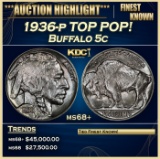 1936-p Buffalo Nickel TOP POP! 5c ms68+ SEGS