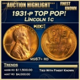 1931-p Lincoln Cent TOP POP! 1c ms67+ rd SEGS