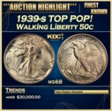 1939-s Walking Liberty Half Dollar TOP POP! 50c ms68 SEGS