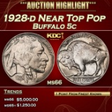 1928-d Buffalo Nickel Near Top Pop 5c ms66 SEGS