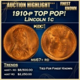 1910-p Lincoln Cent TOP POP! 1c ms67+ rd SEGS