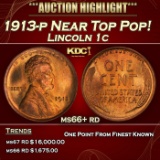 1913-p Lincoln Cent Near Top Pop! 1c ms66+ rd SEGS