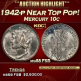 1942-p Mercury Dime Near Top Pop! 10c ms68 FSB SEGS