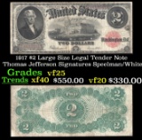 1917 $2 Large Size Legal Tender Note Thomas Jefferson Grades vf+ Signatures Speelman/White