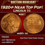 1920-p Lincoln Cent Near Top Pop! 1c ms66+ rd SEGS