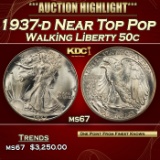 1937-d Walking Liberty Half Dollar Near Top Pop 50c ms67 SEGS
