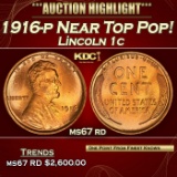 1916-p Lincoln Cent Near Top Pop! 1c ms67 rd SEGS