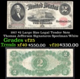 1917 $2 Large Size Legal Tender Note Thomas Jefferson Grades vf+ Signatures Speelman/White