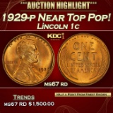1929-p Lincoln Cent Near Top Pop! 1c ms67 rd SEGS