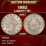 1892 Liberty Nickel 5c ms65+ SEGS