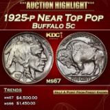 1925-p Buffalo Nickel Near Top Pop 5c ms67 SEGS
