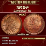 1915-p Lincoln Cent 1c ms65+ rd SEGS