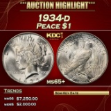 1934-d Peace Dollar $1 ms65+ SEGS