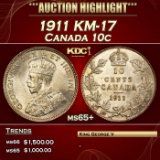 1911 Canada Dime 10c KM-17 ms65+ SEGS