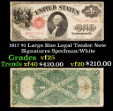 1917 $1 Large Size Legal Tender Note Grades vf+ Signatures Speelman/White