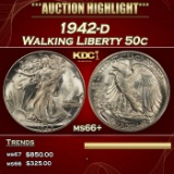 1942-d Walking Liberty Half Dollar 50c ms66+ SEGS