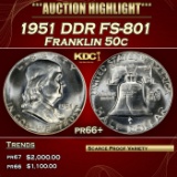 1951 Proof Franklin Half Dollar DDR FS-801 50c pr66+ SEGS