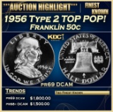 1956 Type 2 Proof Franklin Half Dollar TOP POP! 50c pr69 DCAM SEGS