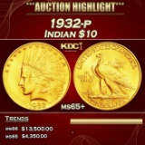 1932-p Gold Indian Eagle $10 ms65+ SEGS