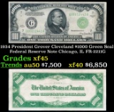 1934 $1000 Green Seal Federal Reserve Note President Grover Cleveland Chicago, IL Grades xf+ FR-2211