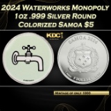 2024 Water Works Monopoly 1oz .999 Silver Round Colorized Samoa Round