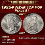 1925-p Peace Dollar Near Top Pop $1 ms67 SEGS