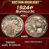 1924-p Buffalo Nickel 5c ms65 SEGS