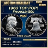 1963 Proof Franklin Half Dollar TOP POP! 50c pr69 DCAM SEGS