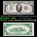 1934A $10 FRN Hawaii WWII Emergency Currency Grades xf45