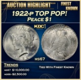 1922-p Peace Dollar TOP POP! $1 ms67 SEGS