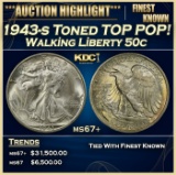 1943-s Walking Liberty Half Dollar Toned TOP POP! 50c ms67+ SEGS