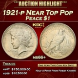 1921-p Peace Dollar Near Top Pop $1 ms66+ SEGS