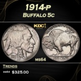 1914-p Buffalo Nickel 5c Grades ms64