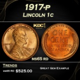 1917-p Lincoln Cent 1c Grades ms65 rd