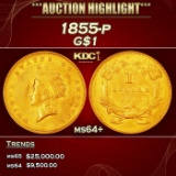 1855-p Gold Dollar $1 ms64+ SEGS