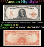 1907 $10 Large Size Gold Certificate Grades xf40 Signatures Napier/Thompson