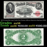 1917 $2 Large Size Legal Tender Note Thomas Jefferson Grades Choice AU/BU Slider Signatures Speelman