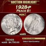 1928-p Peace Dollar $1 ms65 SEGS