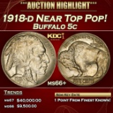 1918-d Buffalo Nickel Near Top Pop! 5c ms66+ SEGS